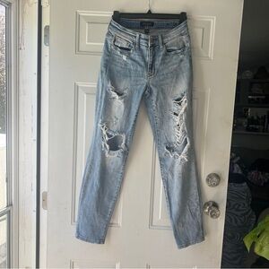 Judy Blue Size 1/25 Multi Color Paint Splash Destroyed Boyfriend Fit jeans